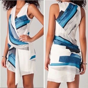 Helmut Lang silk abstract draped mini dress, size 4